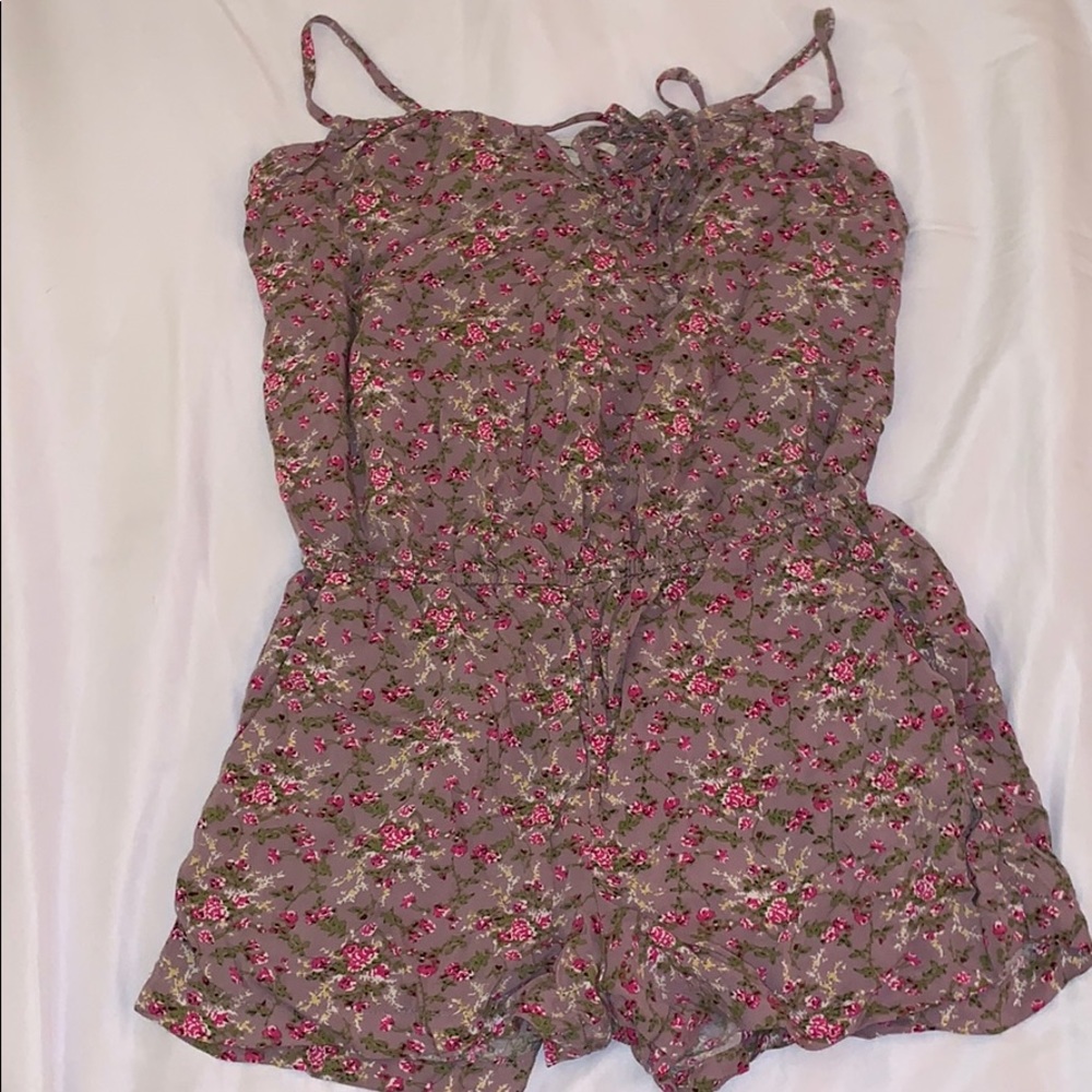 dark lavender floral romper